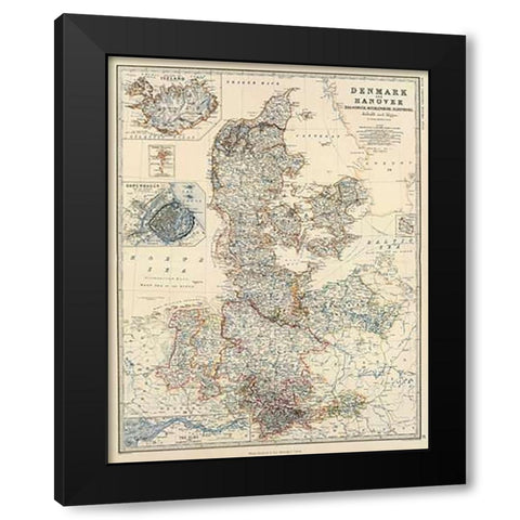 Denmark, Hanover, Brunswick, Mecklenburg, Oldenburg, 1861 Black Modern Wood Framed Art Print with Double Matting by Johnston, Alexander Keith