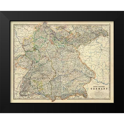 Southwestern Germany, 1861 Black Modern Wood Framed Art Print by Johnston, Alexander Keith
