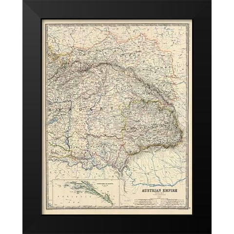 Austria East, 1861 Black Modern Wood Framed Art Print by Johnston, Alexander Keith