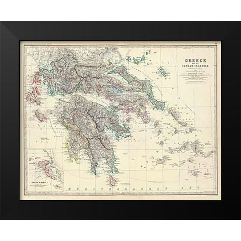 Greece, 1861 Black Modern Wood Framed Art Print by Johnston, Alexander Keith