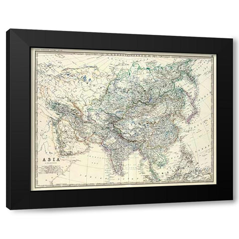 Asia, 1861 Black Modern Wood Framed Art Print with Double Matting by Johnston, Alexander Keith
