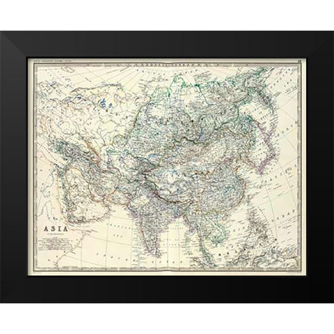 Asia, 1861 Black Modern Wood Framed Art Print by Johnston, Alexander Keith
