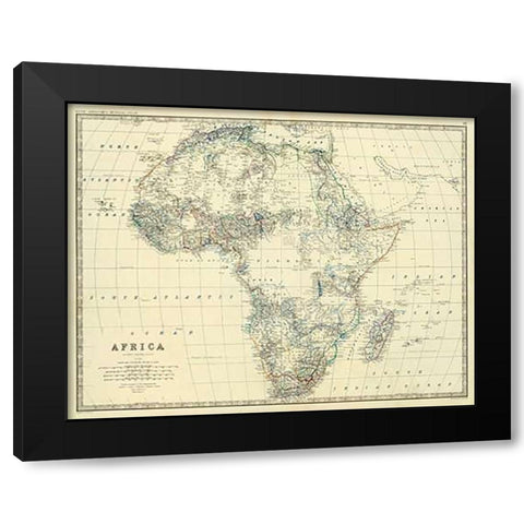 Africa, 1861 Black Modern Wood Framed Art Print by Johnston, Alexander Keith