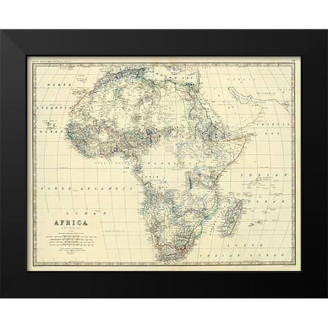 Africa, 1861 Black Modern Wood Framed Art Print by Johnston, Alexander Keith