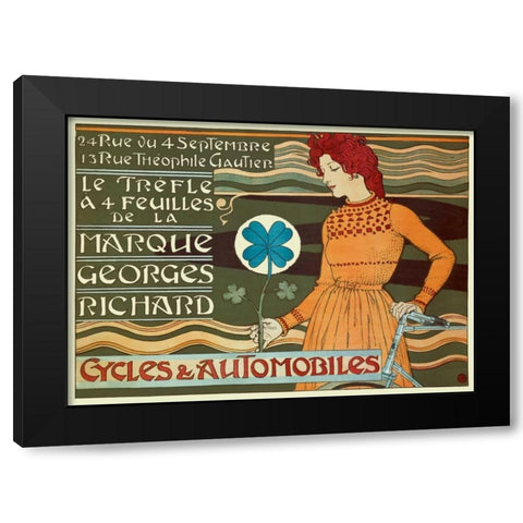 Marque Georges Richard/Cycles and Automobiles Black Modern Wood Framed Art Print with Double Matting by Grasset, Eugene