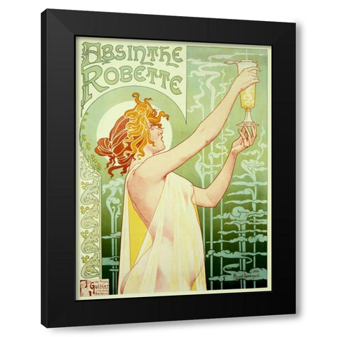 Absinthe Robette Black Modern Wood Framed Art Print by Livemont, Privat