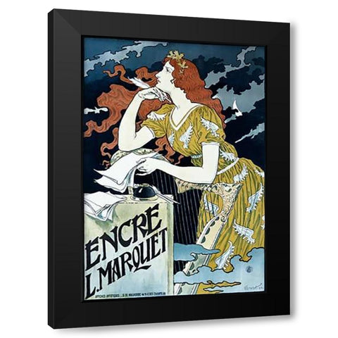 Encre L. Marquet Black Modern Wood Framed Art Print with Double Matting by Grasset, Eugene