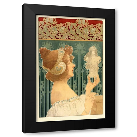 Woman Sculpting Black Modern Wood Framed Art Print with Double Matting by Livemont, Privat