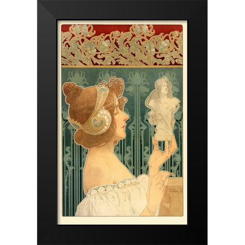 Woman Sculpting Black Modern Wood Framed Art Print by Livemont, Privat