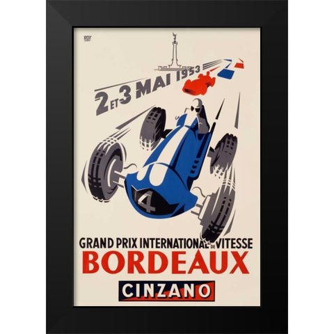 Grand Prix/Bordeaux Black Modern Wood Framed Art Print by Roy