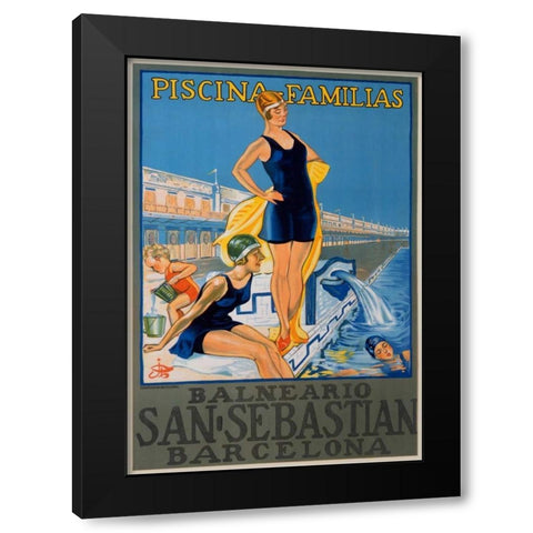 San Sebastian/Piscina Familias, Barcelona Black Modern Wood Framed Art Print by Unknown