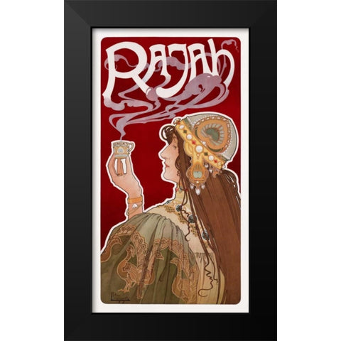 Rajah Black Modern Wood Framed Art Print by Livemont, Privat