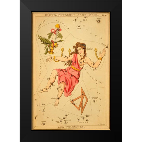 Gloria Frederici, Andromeda, and Triangula, 1825 Black Modern Wood Framed Art Print by Aspin, Jehoshaphat