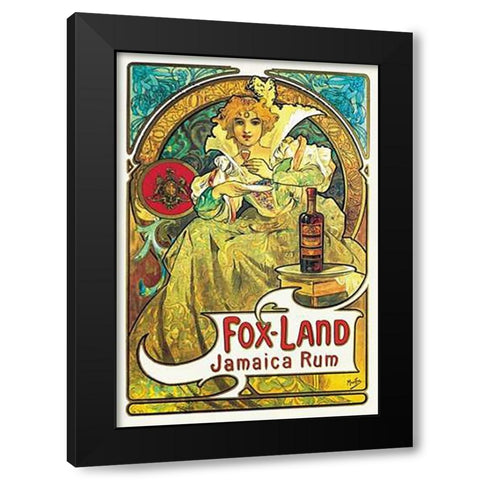 Fox-Land Jamaica Maps, 1897 Black Modern Wood Framed Art Print by Mucha, Alphonse