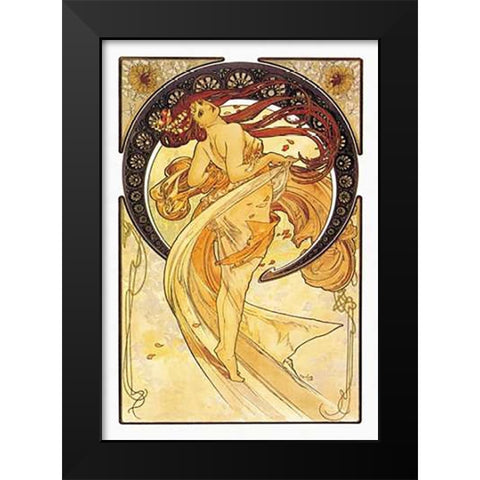 Dance (Golden), 1898 Black Modern Wood Framed Art Print by Mucha, Alphonse