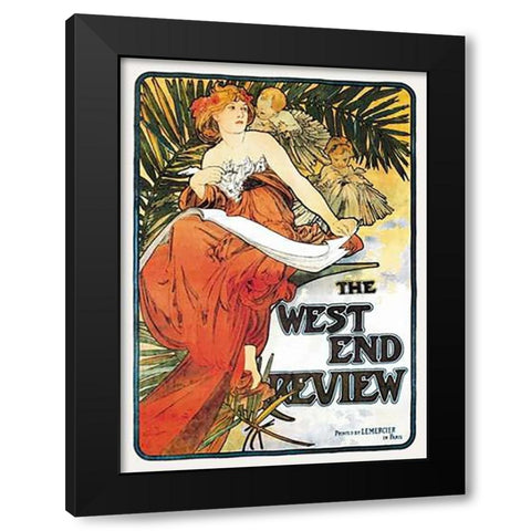 The West End Review, 1898 Black Modern Wood Framed Art Print with Double Matting by Mucha, Alphonse