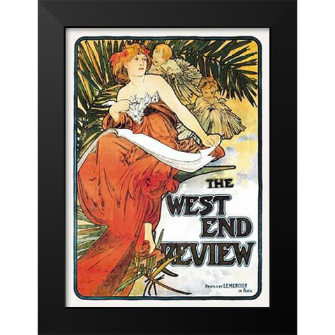 The West End Review, 1898 Black Modern Wood Framed Art Print by Mucha, Alphonse