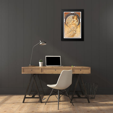 Painting Black Modern Wood Framed Art Print by Mucha, Alphonse