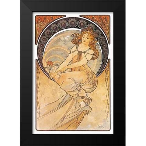 Painting Black Modern Wood Framed Art Print by Mucha, Alphonse