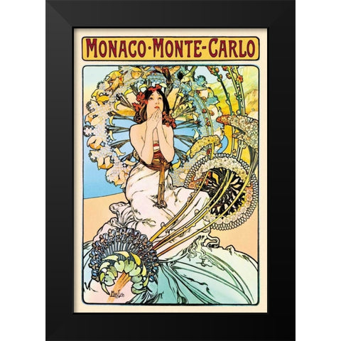 Monaco - Monte Carlo Black Modern Wood Framed Art Print by Mucha, Alphonse