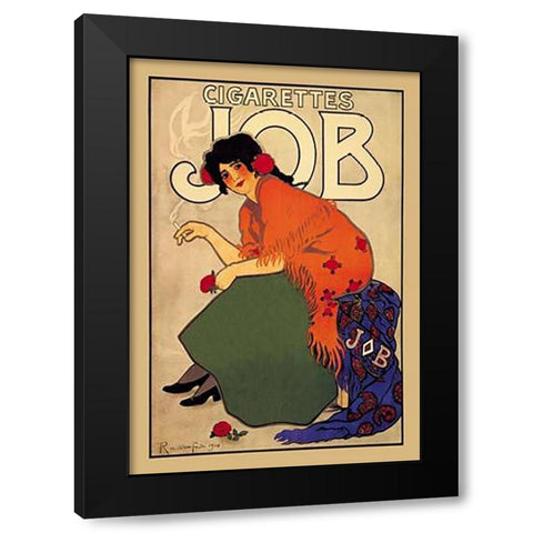 Cigarettes Job Black Modern Wood Framed Art Print with Double Matting by Mucha, Alphonse