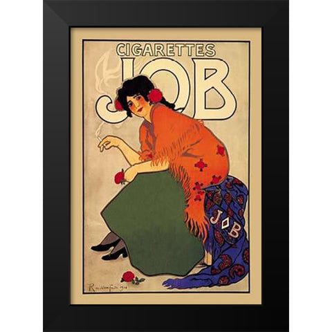 Cigarettes Job Black Modern Wood Framed Art Print by Mucha, Alphonse