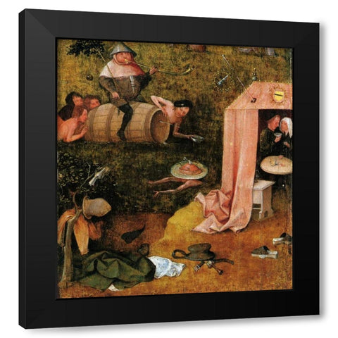 Allegory Of Gluttony And Lust Black Modern Wood Framed Art Print by Bosch, Hieronymus
