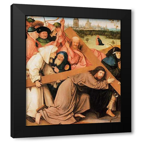 Museumist Carrying The Cross Black Modern Wood Framed Art Print with Double Matting by Bosch, Hieronymus