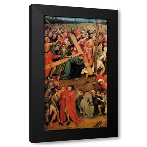Museumist Carrying The Cross III Black Modern Wood Framed Art Print with Double Matting by Bosch, Hieronymus