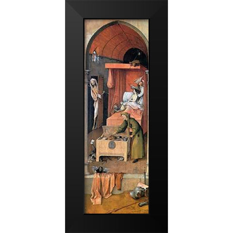 Death And The Miser Black Modern Wood Framed Art Print by Bosch, Hieronymus