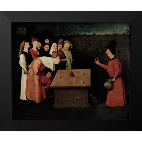 The Conjuror Black Modern Wood Framed Art Print by Bosch, Hieronymus