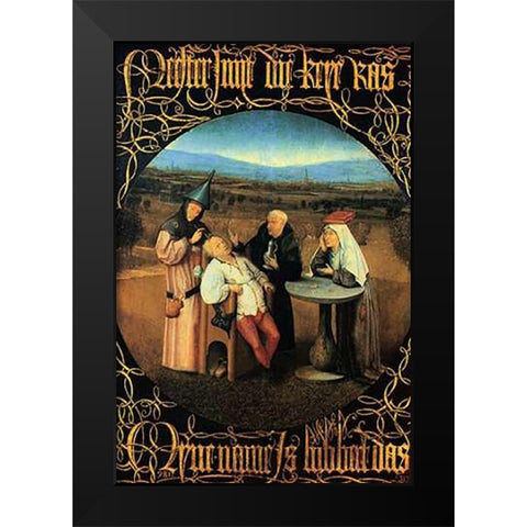 The Cure Of Folly Black Modern Wood Framed Art Print by Bosch, Hieronymus
