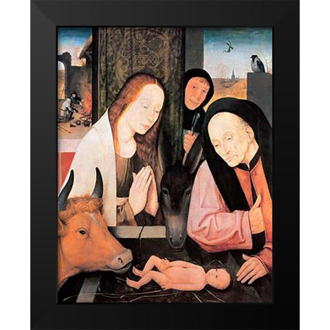 The Nativity Black Modern Wood Framed Art Print by Bosch, Hieronymus