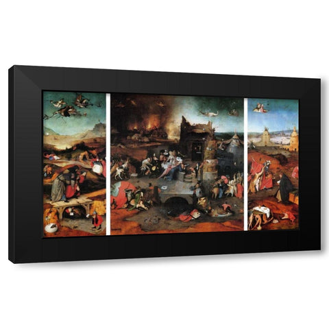 The Temptation Of St Anthony Black Modern Wood Framed Art Print with Double Matting by Bosch, Hieronymus