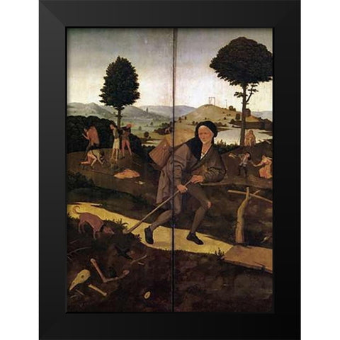 The Wayfarer Black Modern Wood Framed Art Print by Bosch, Hieronymus