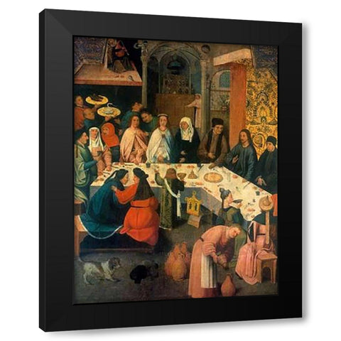 The Wedding At Cana Black Modern Wood Framed Art Print with Double Matting by Bosch, Hieronymus