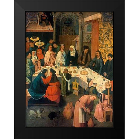The Wedding At Cana Black Modern Wood Framed Art Print by Bosch, Hieronymus