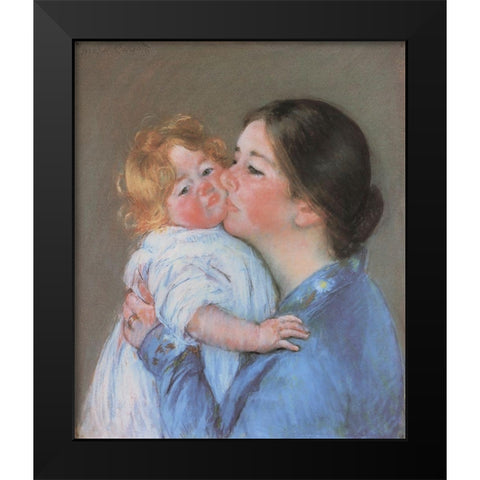 A Kiss For Baby Anne 1897 Black Modern Wood Framed Art Print by Cassatt, Mary