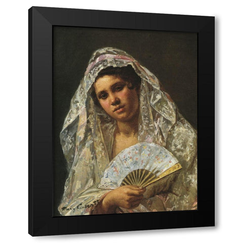 A Seville Belle 1873 Black Modern Wood Framed Art Print with Double Matting by Cassatt, Mary