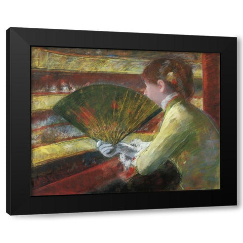 At The Theater II 1879 Black Modern Wood Framed Art Print with Double Matting by Cassatt, Mary