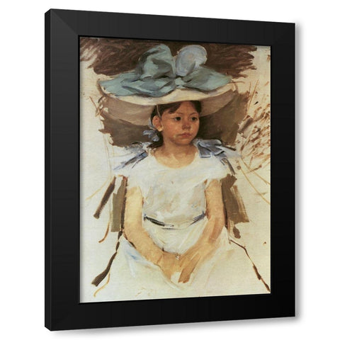 Ellen Mary In A Big Blue Hat 1905 Black Modern Wood Framed Art Print with Double Matting by Cassatt, Mary