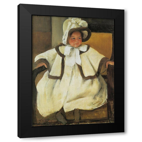 Ellen Mary In A White Coat 1896 Black Modern Wood Framed Art Print with Double Matting by Cassatt, Mary