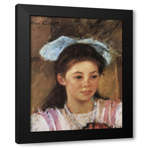 Ellen Mary With A Large Bow In Her Hair 1908 Black Modern Wood Framed Art Print with Double Matting by Cassatt, Mary