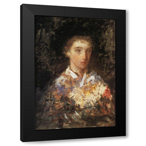 Head Of A Young Girl 1874 Black Modern Wood Framed Art Print with Double Matting by Cassatt, Mary