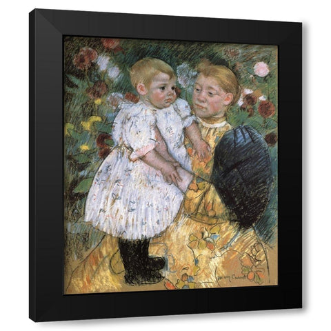 In The Garden 1893 Black Modern Wood Framed Art Print with Double Matting by Cassatt, Mary