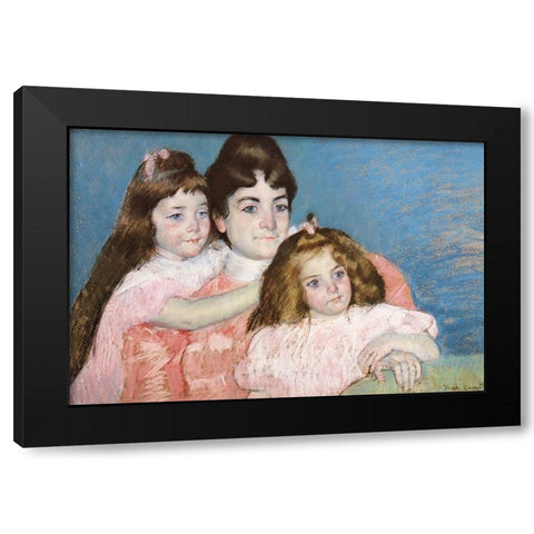 Madame Aude And Her Two Daughters 1899 Black Modern Wood Framed Art Print with Double Matting by Cassatt, Mary
