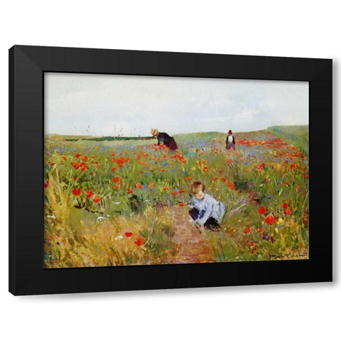 Poppies In A Field 1880 Black Modern Wood Framed Art Print with Double Matting by Cassatt, Mary