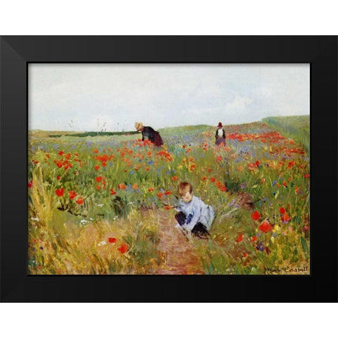 Poppies In A Field 1880 Black Modern Wood Framed Art Print by Cassatt, Mary