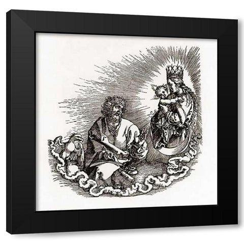 Madonna Appears To St John Black Modern Wood Framed Art Print with Double Matting by Durer, Albrecht