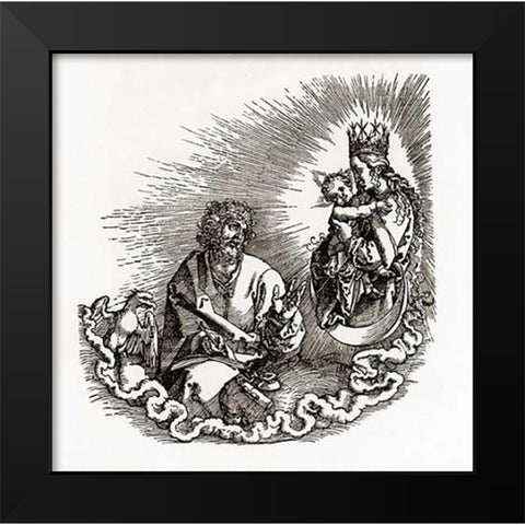 Madonna Appears To St John Black Modern Wood Framed Art Print by Durer, Albrecht